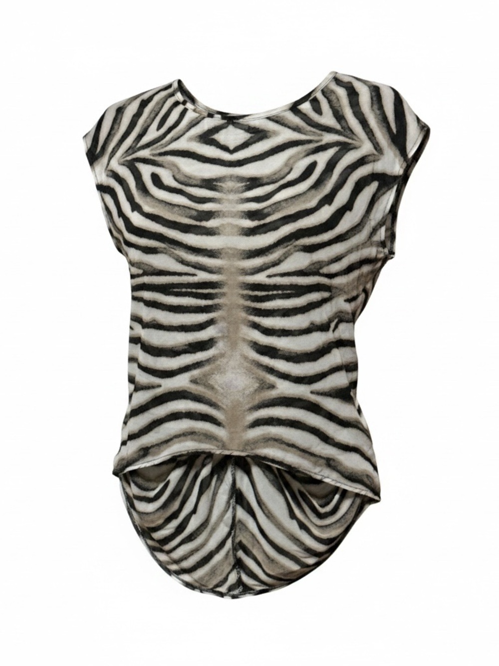 Soulmates Zebra-Print Cap Sleeve Top - Black & White
